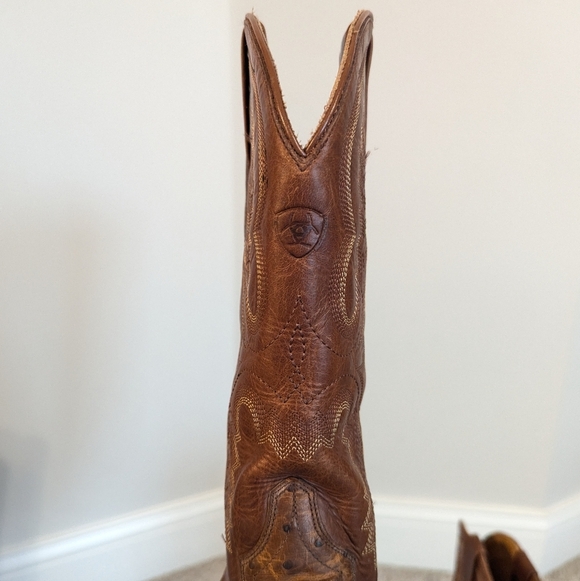 Ariat Circuit R Toe Full Quill Ostrich Brown Boots sz 10.5 EE - Picture 7 of 11